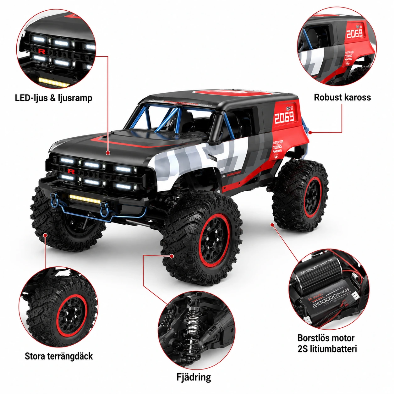 Radiostyrd terrängbil 1:12 4WD med borstlös motor