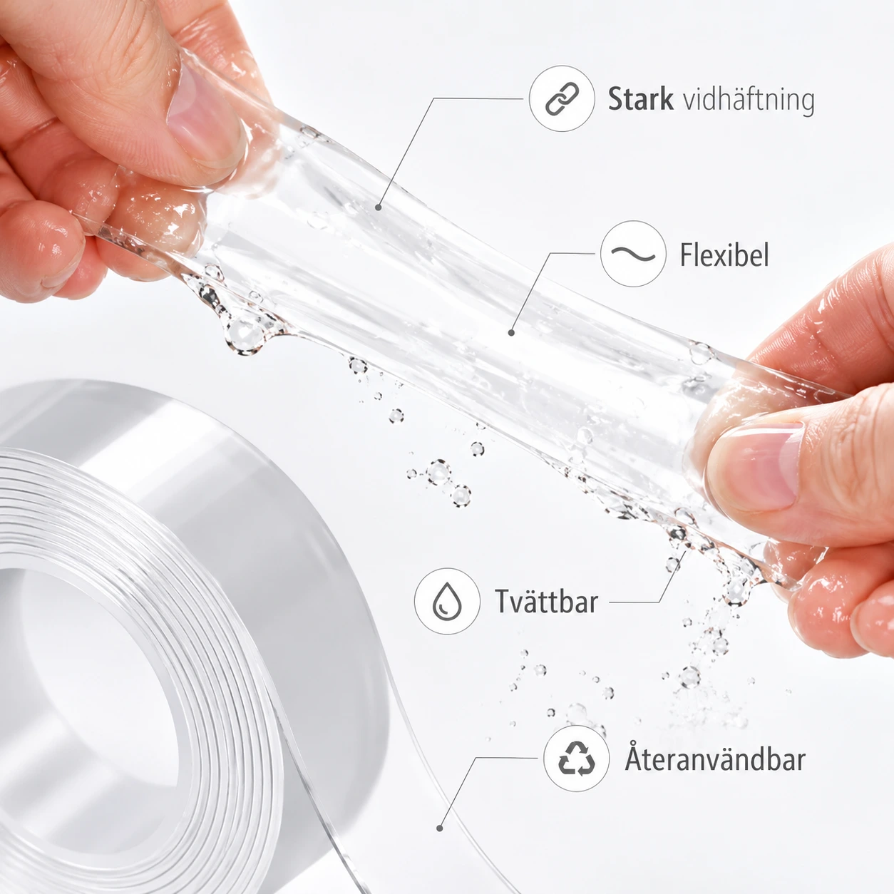 Dubbelhäftande Nanotejp Transparent
