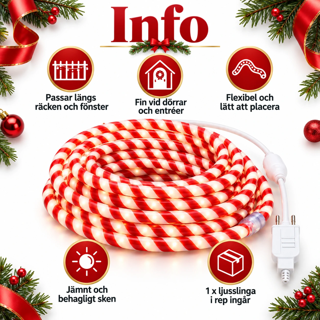 Joulukoristevaloköysi, 12m ja 360 LED-valoa