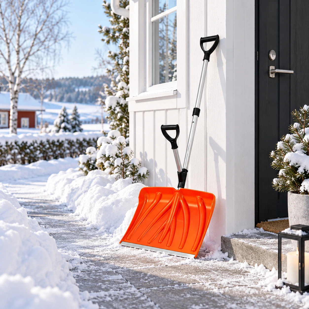 Snöskyffel för gångar och uppfart med D-handtag