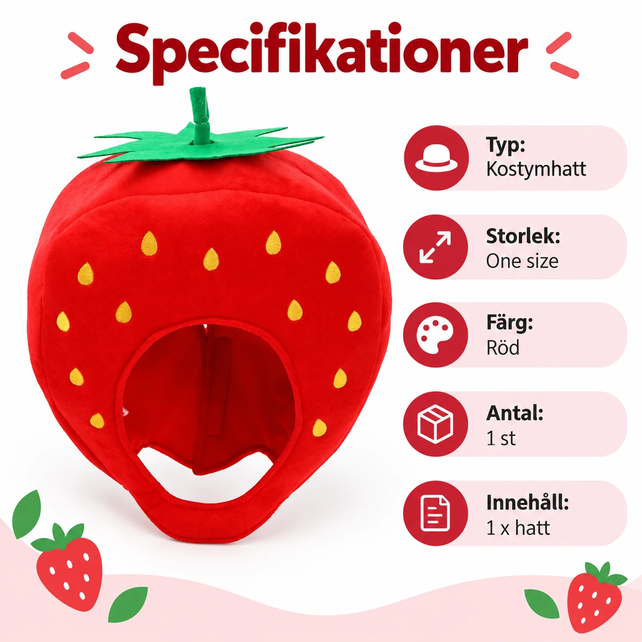 Röd Jordgubbe Mjuk Mössa