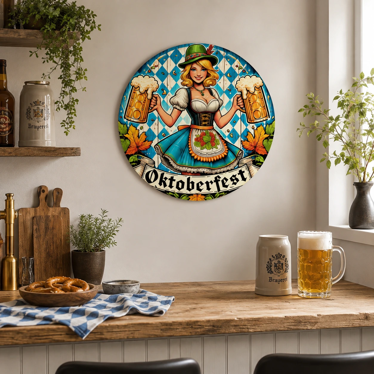 Rund väggskylt för Oktoberfest 20 x 20 cm