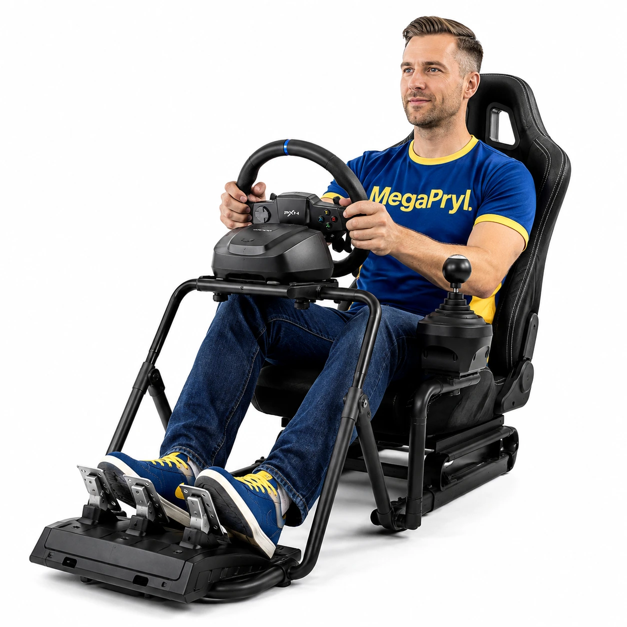 Rattkontroll för racing-spel med pedaler och växelspak
