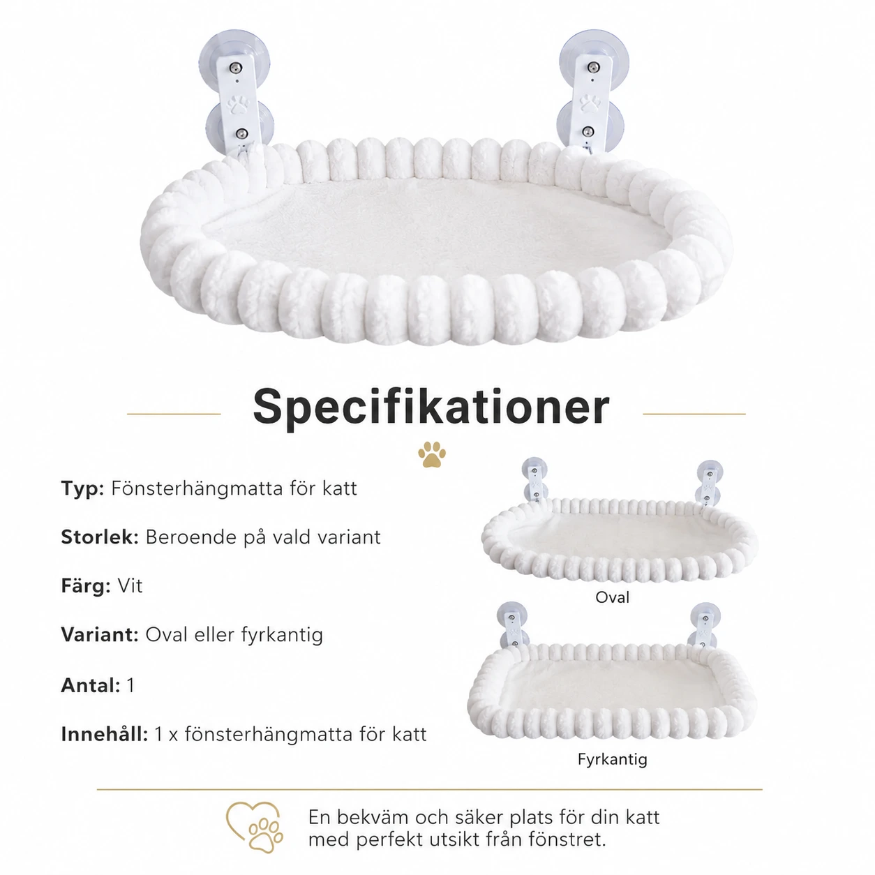 Fönsterhängmatta för katt med sugkoppar