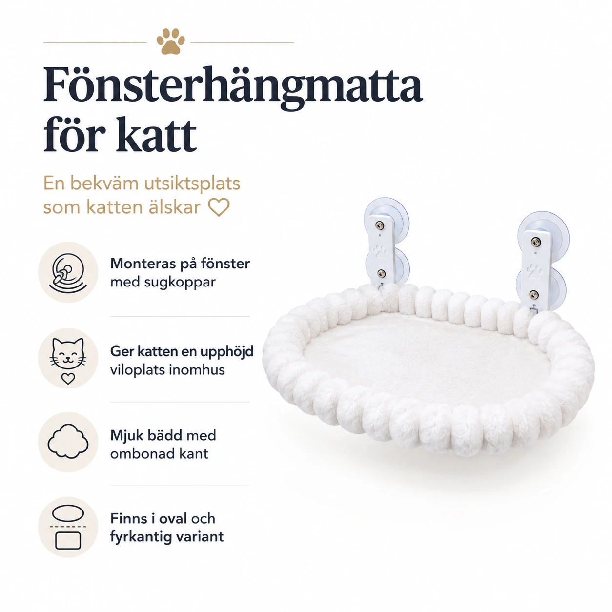 Fönsterhängmatta för katt med sugkoppar
