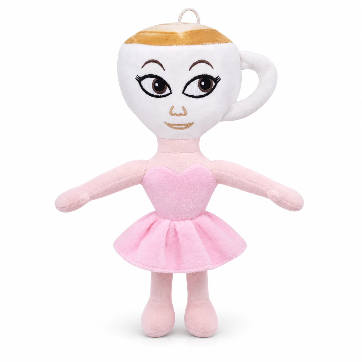 Ballerina Kahvimuki -pehmonukke ripustuslenkillä, 1 kpl