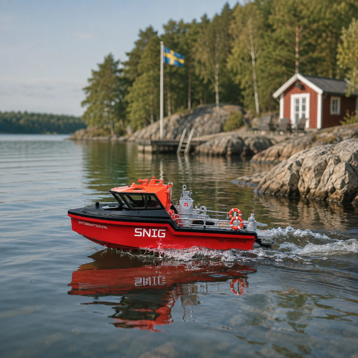 Radiostyrd räddningsbåt med 2,4 GHz och 50 m räckvidd