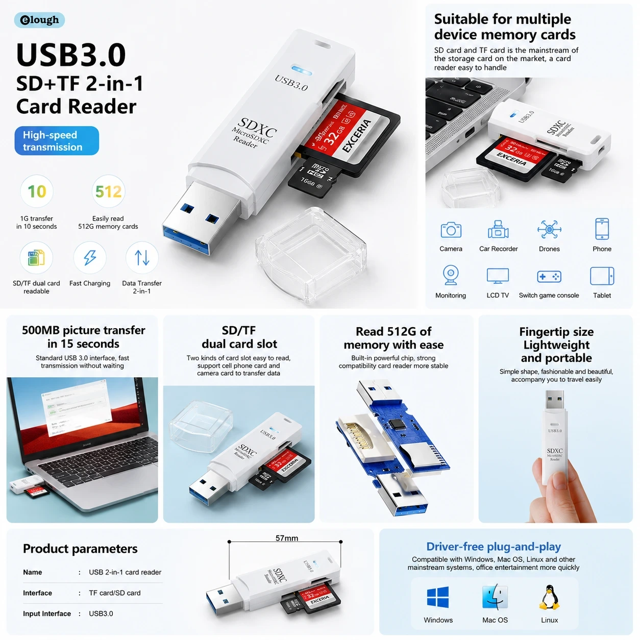 USB 3.0 Kortläsare – SD & MicroSD Adapter