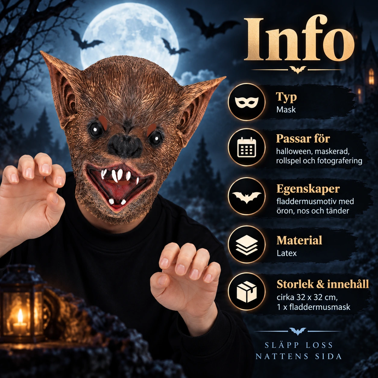 Mask fladdermus i latex