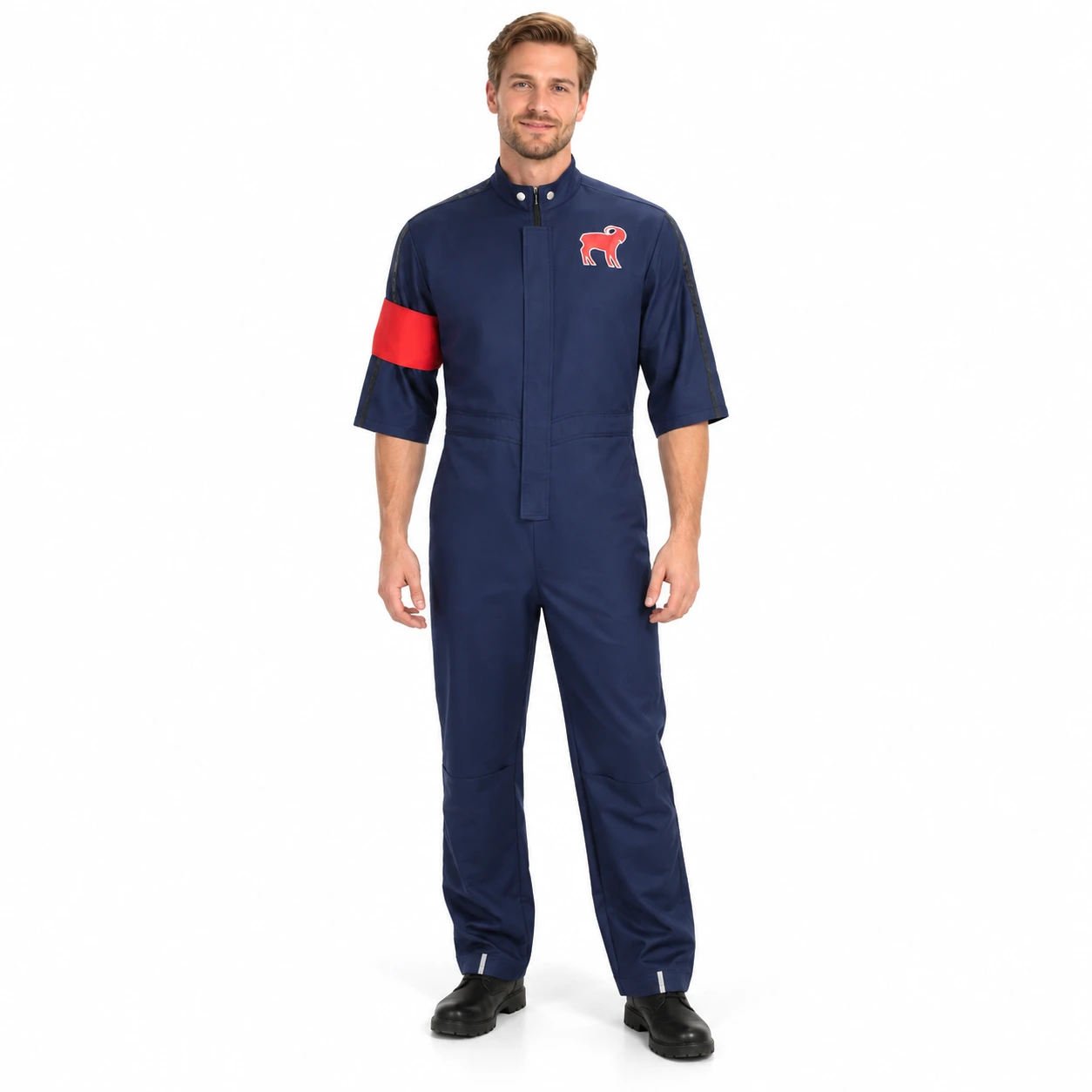 Jumpsuit herr med krage och helkroppsdesign