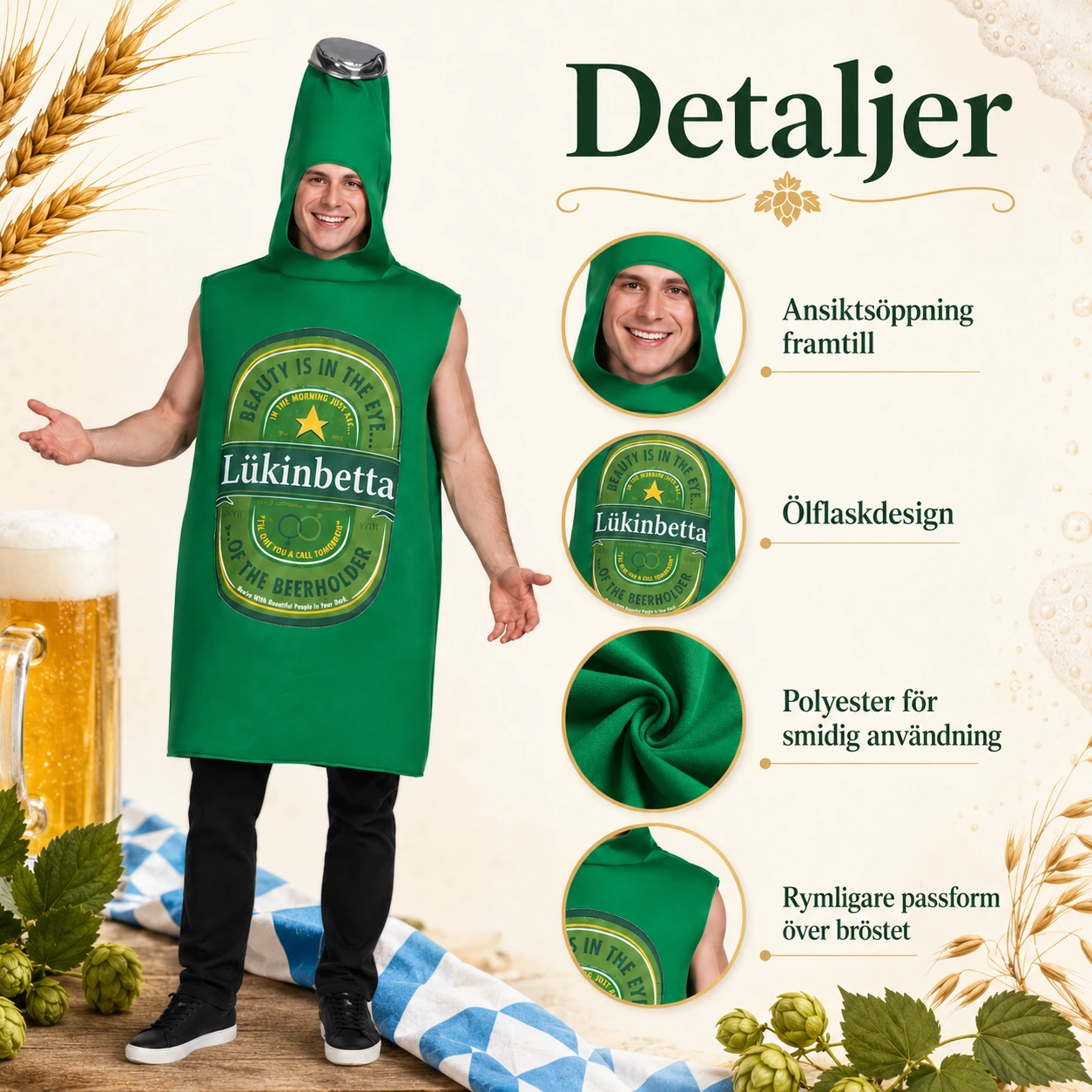 Ölkostym för vuxna unisex