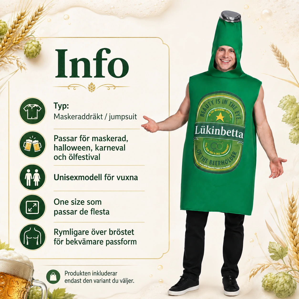 Ölkostym för vuxna unisex