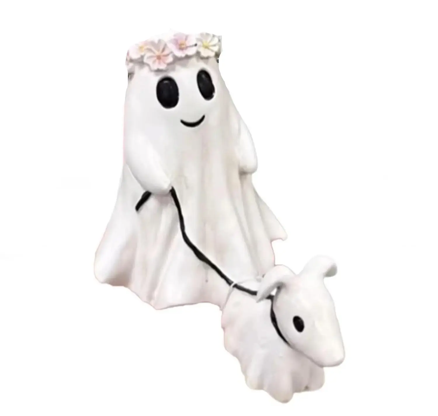 Halloween Spöke med Hund – Dekorativ Staty