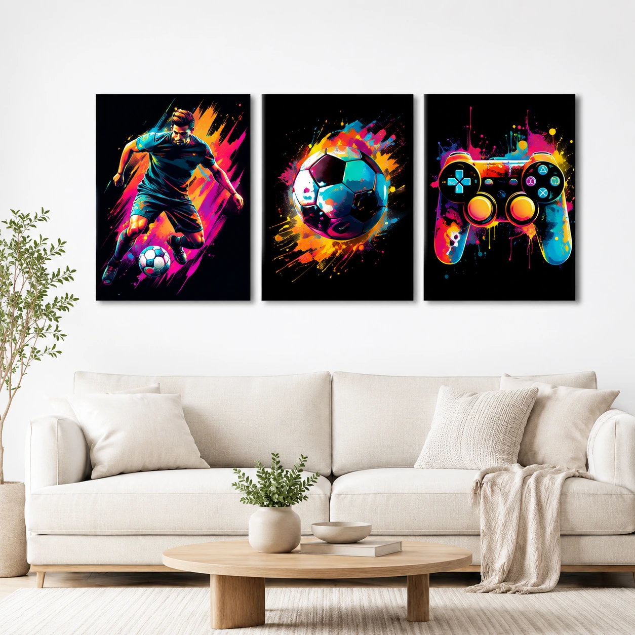 Canvas Tavlor Gaming & Fotboll – 3-pack