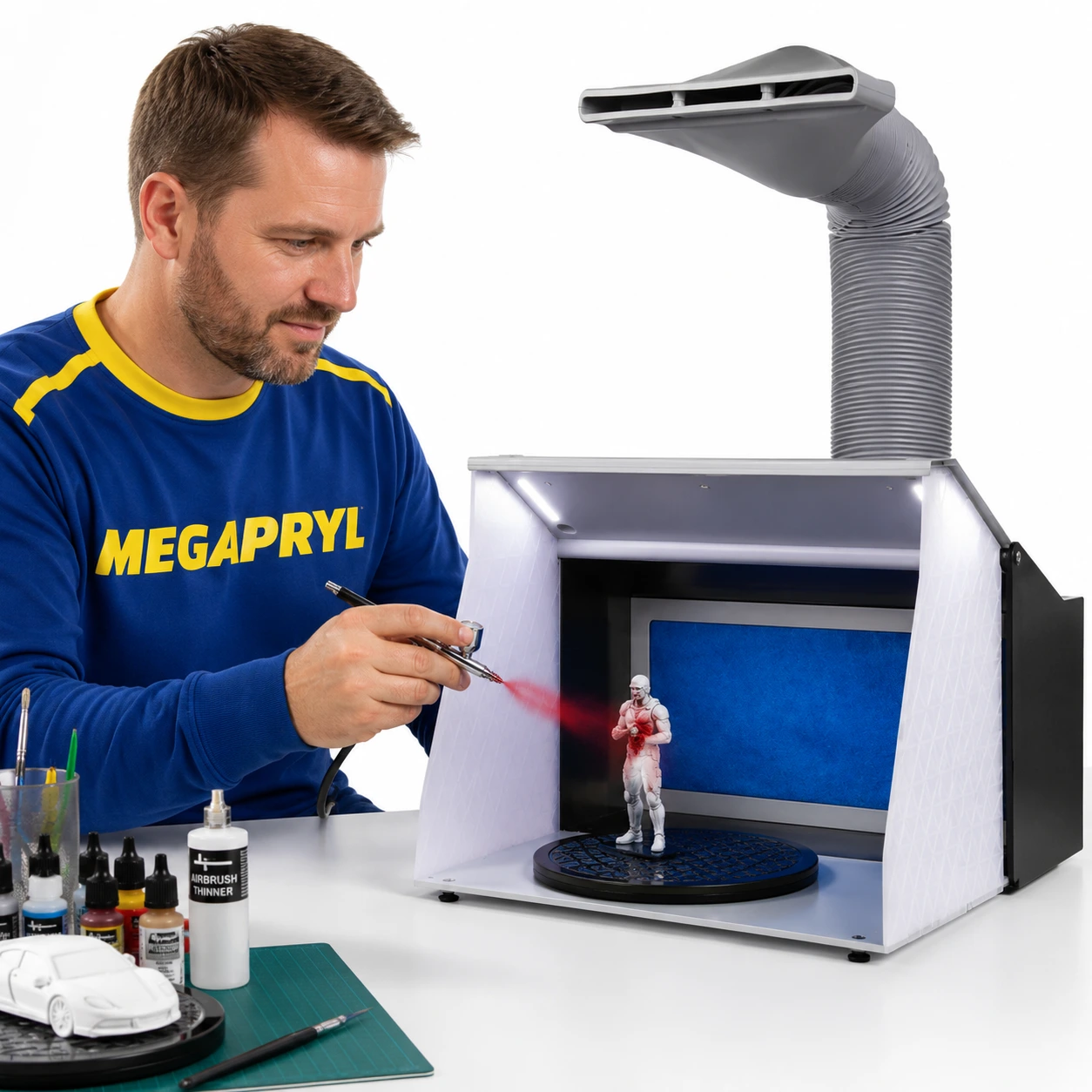 Spraybox Portabel airbrush med LED och utsug