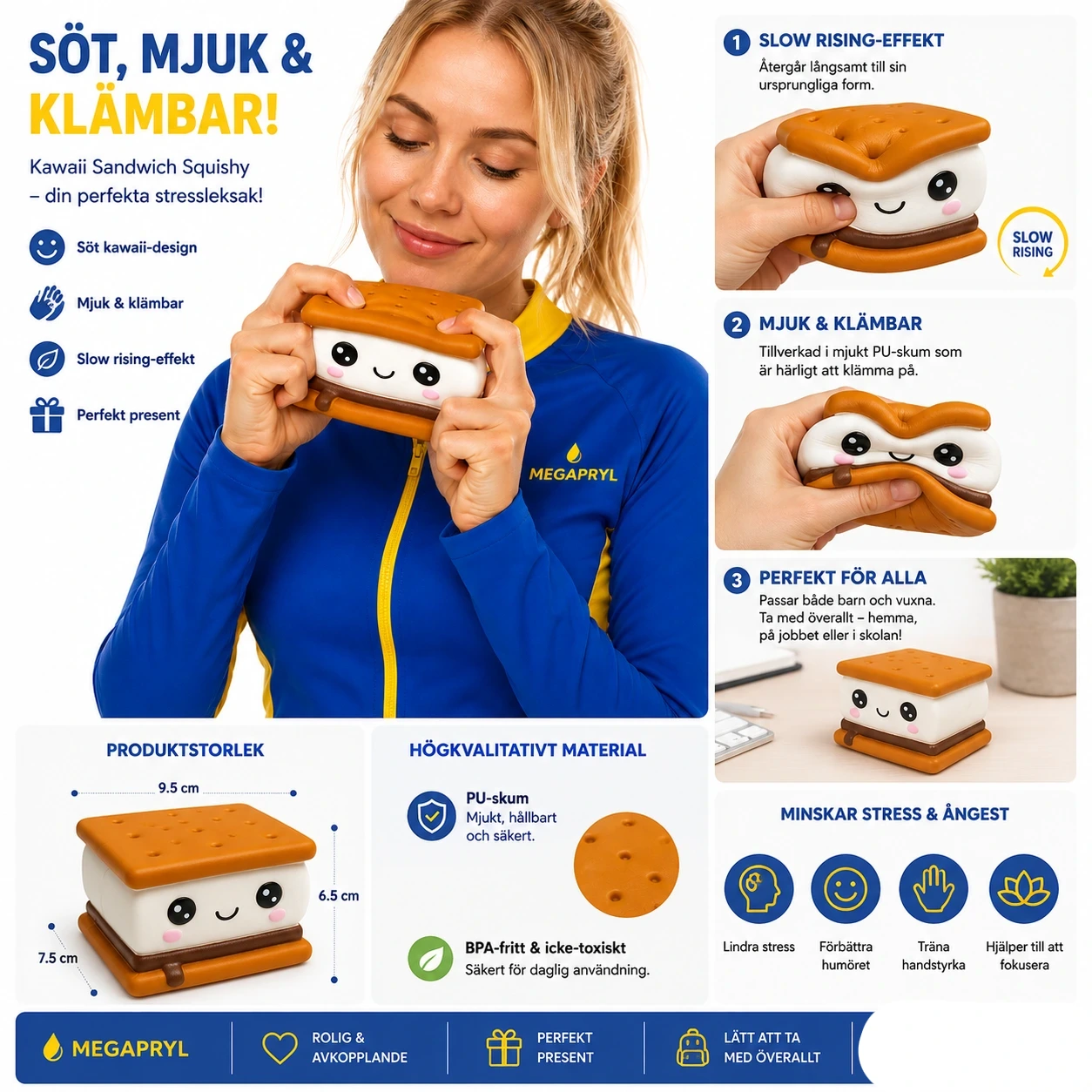 Kawaii Sandwich Squishy – Mjuk Stressleksak