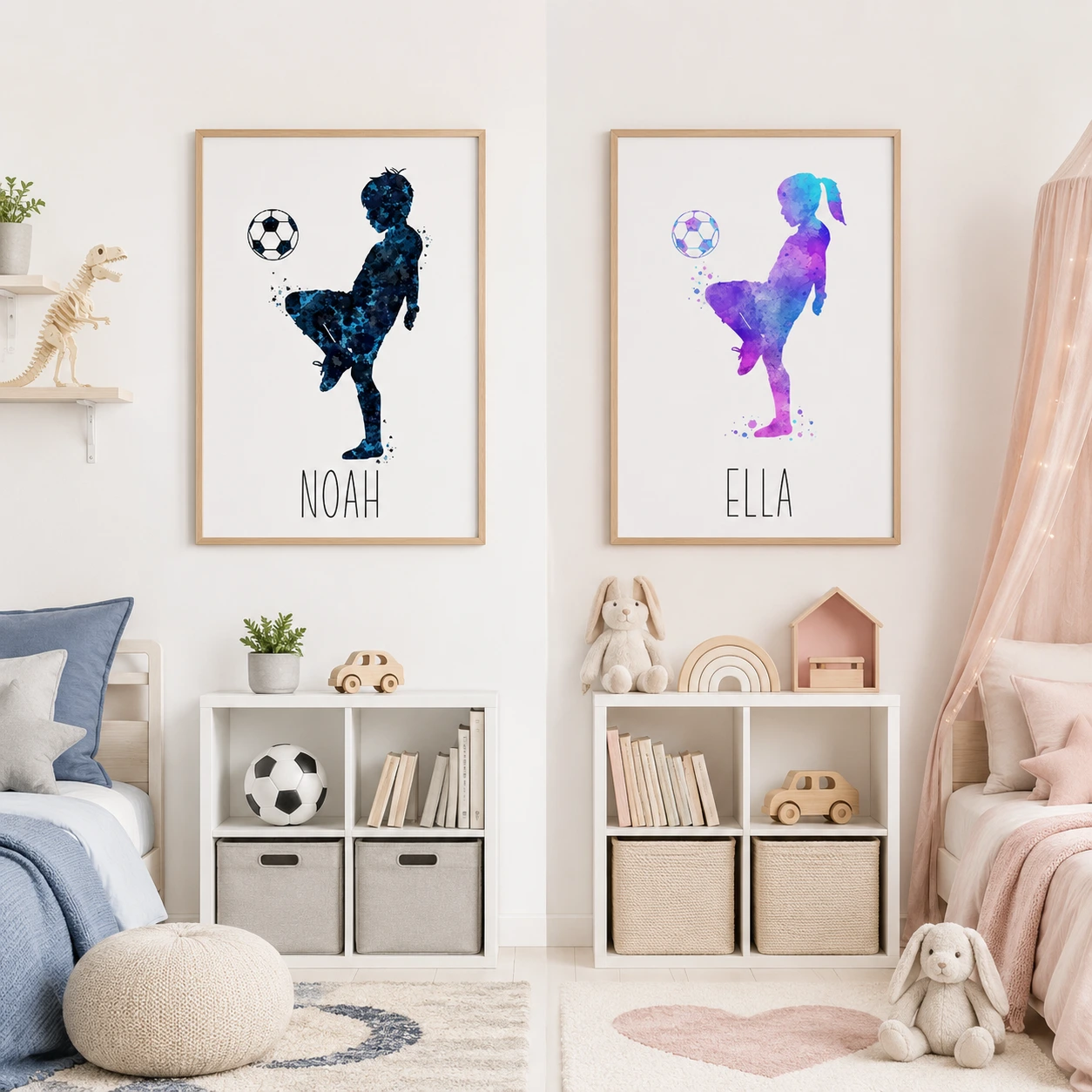Fotbollsposter Personlig med Namn – Tavla för Barnrum