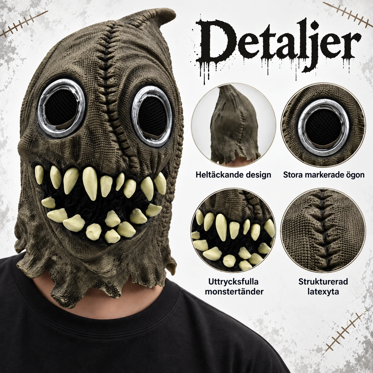 Heldekkende monstermaske i lateks