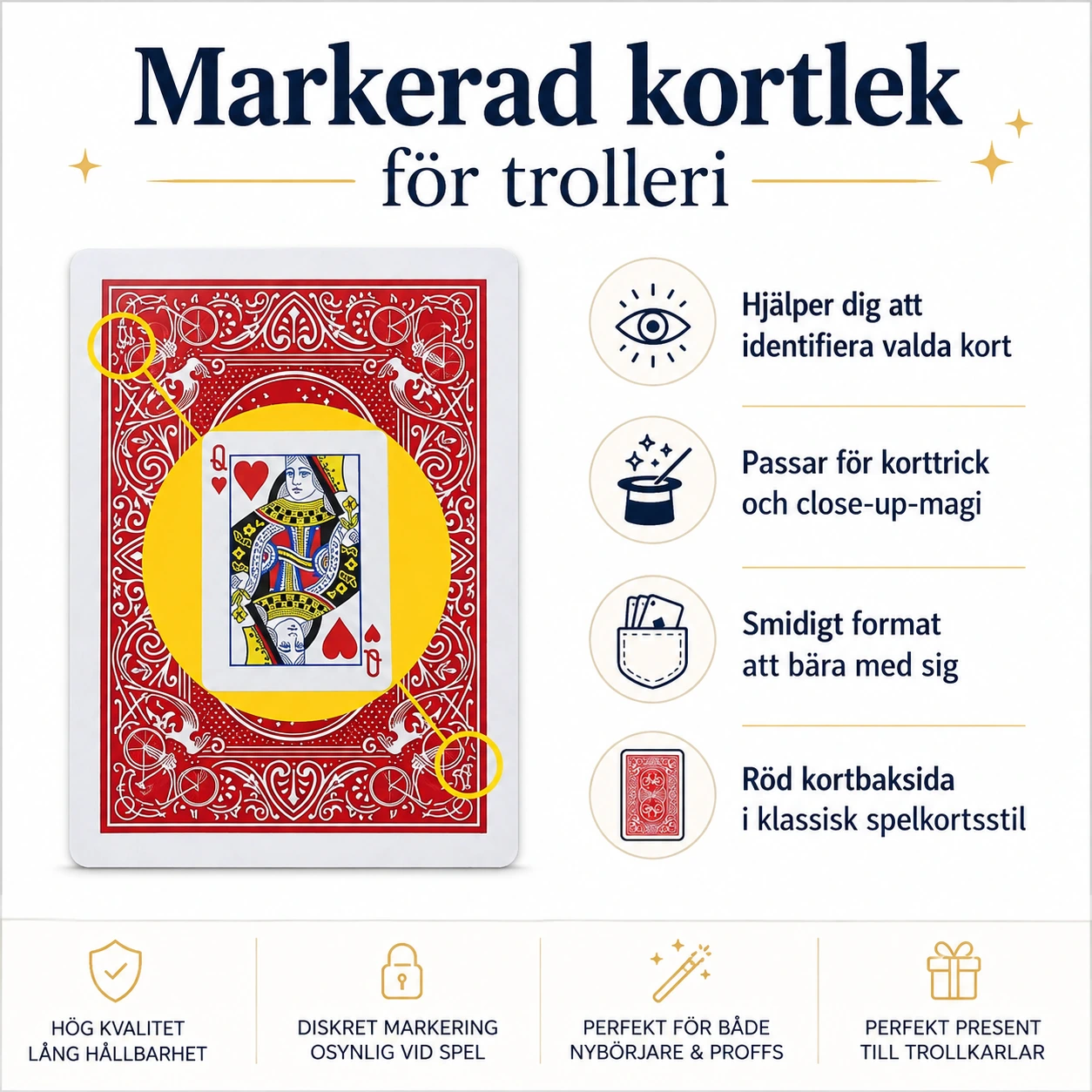 Markerad kortlek för trolleri och korttrick