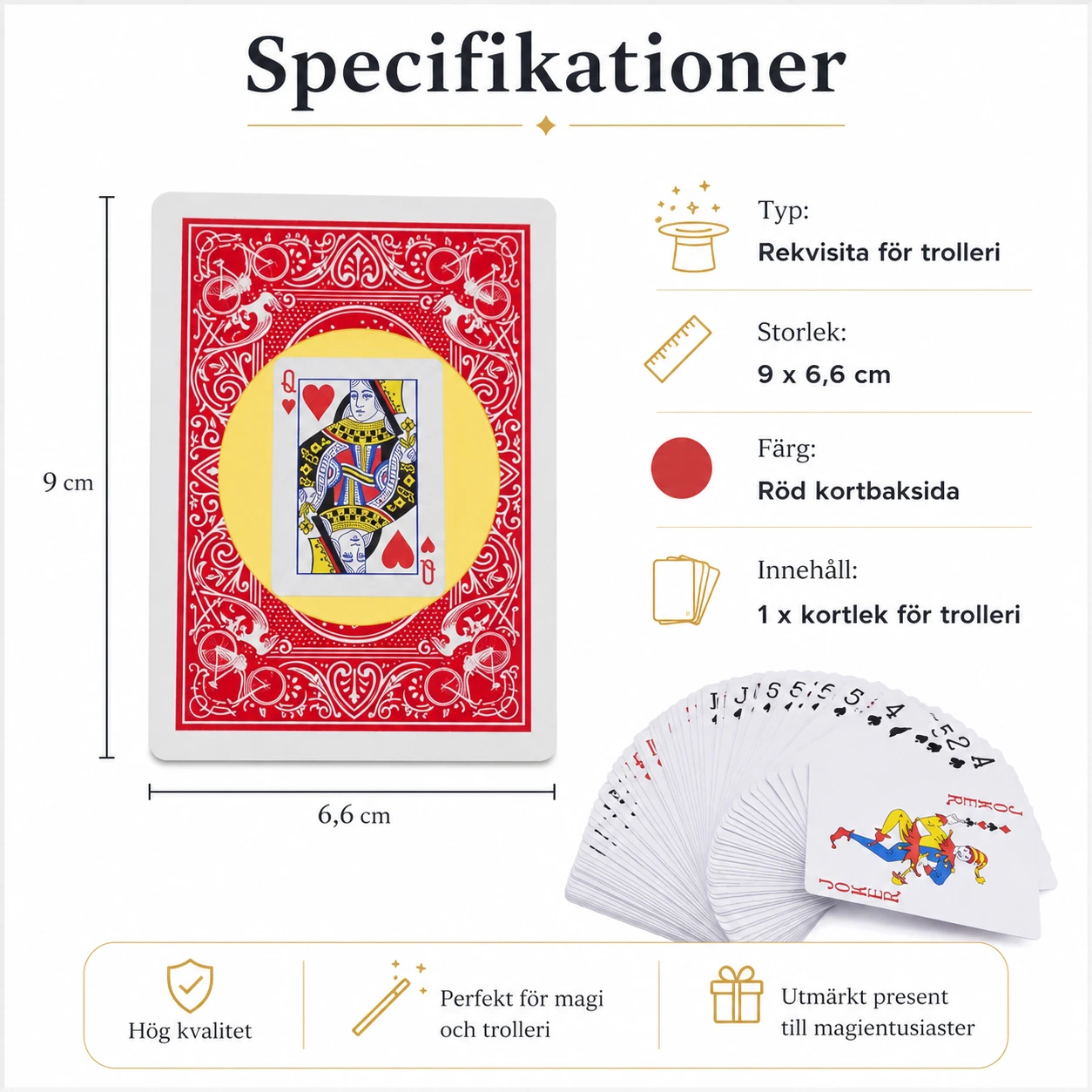 Markerad kortlek för trolleri och korttrick