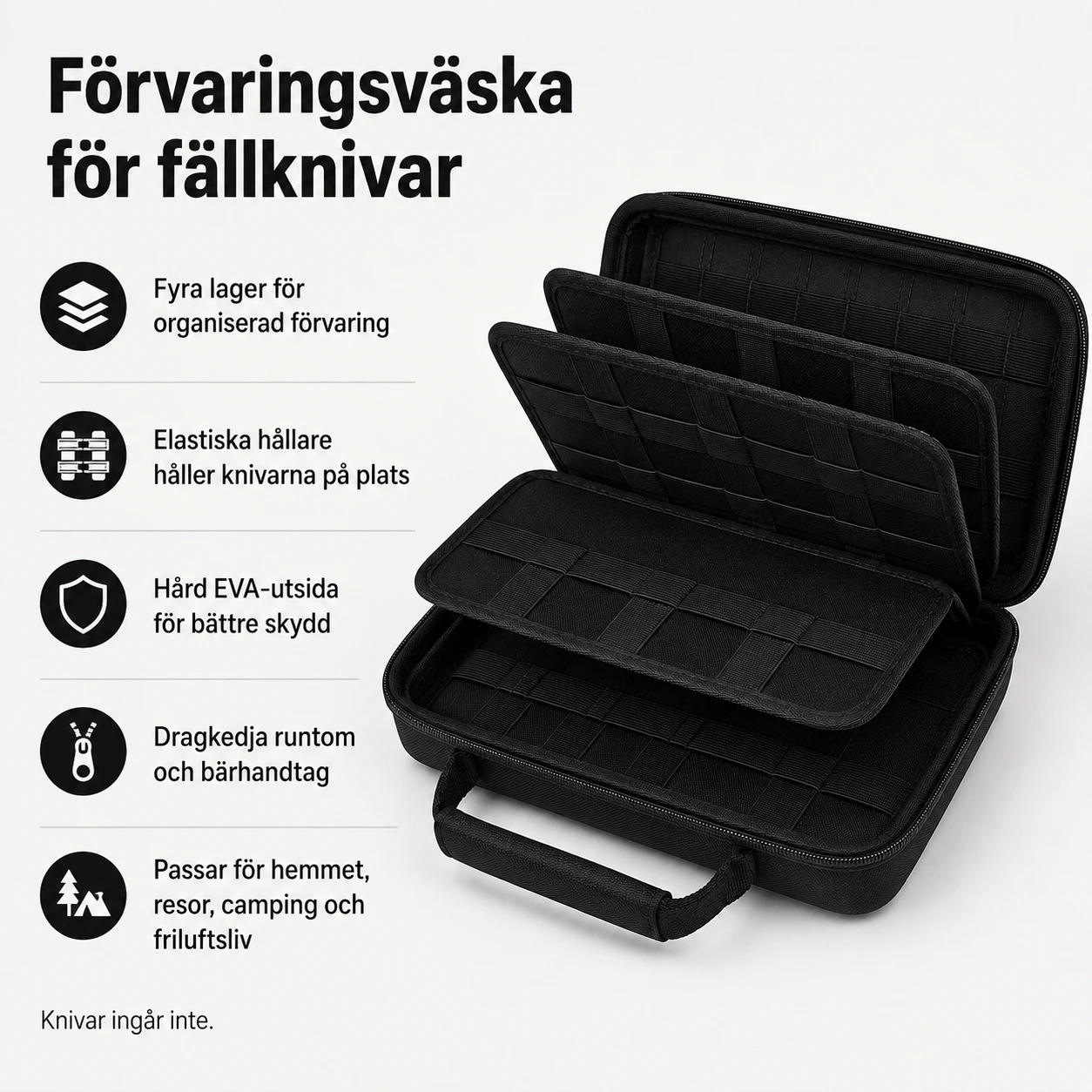 Förvaringsväska för fällknivar med fyra lager