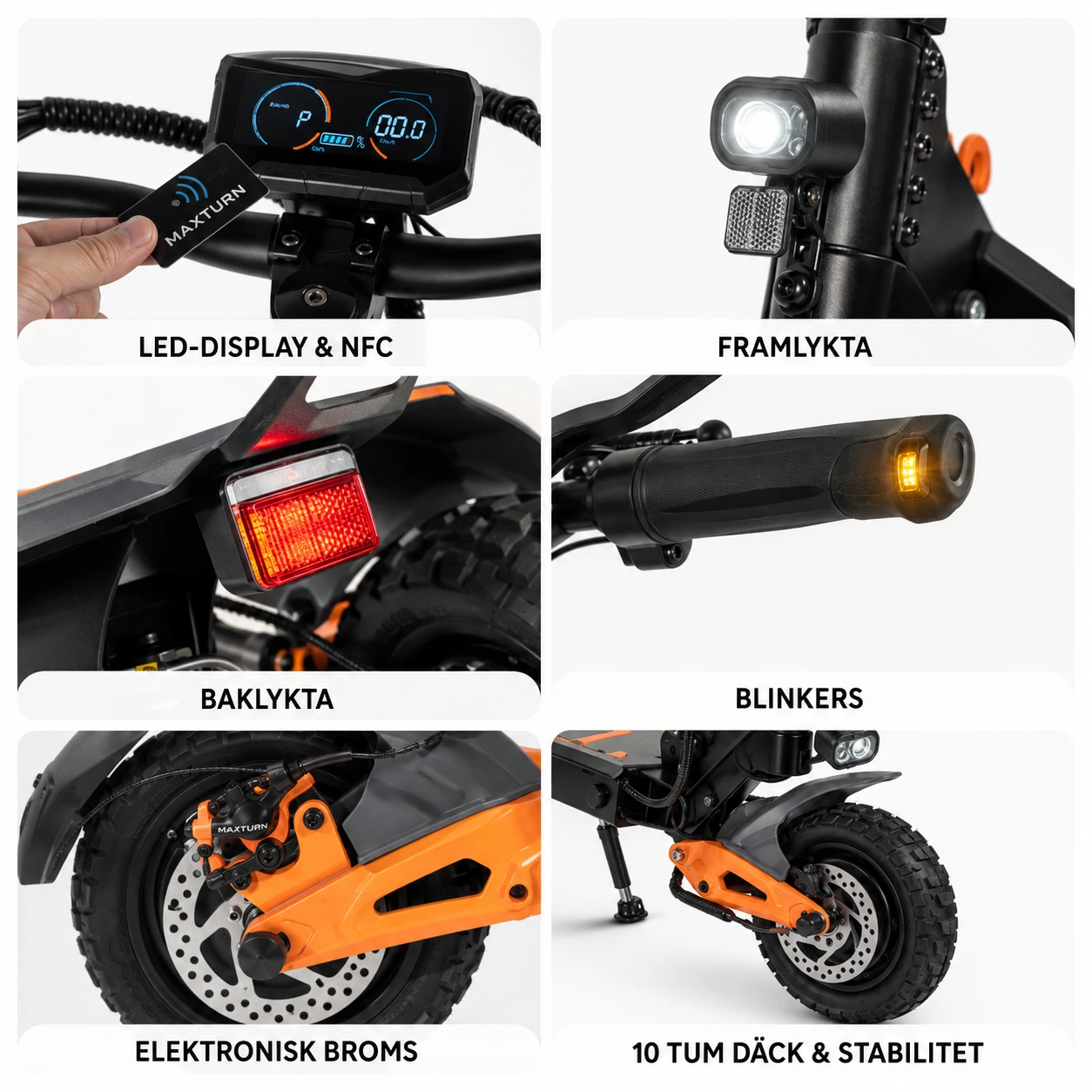 Elscooter med dubbla motorer 48V 20,8Ah och NFC 10 tum