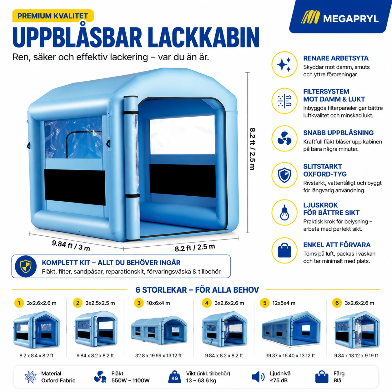 Uppblåsbart Förtält / Spraytält