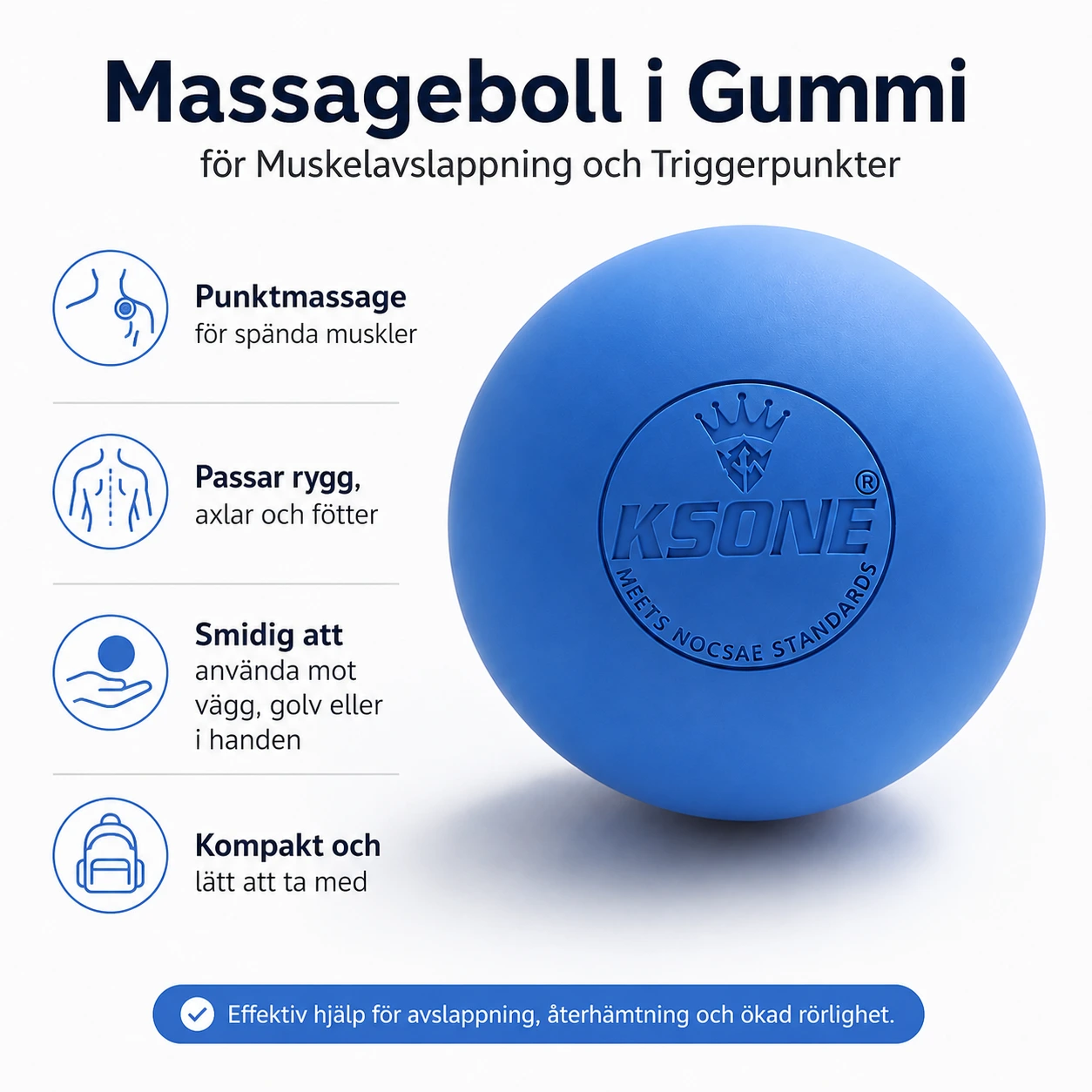 Massageboll i Gummi för Muskelavslappning och Triggerpunkter