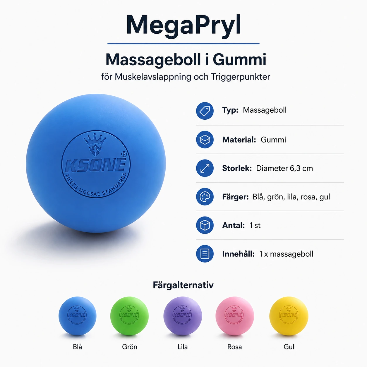 Massageboll i Gummi för Muskelavslappning och Triggerpunkter