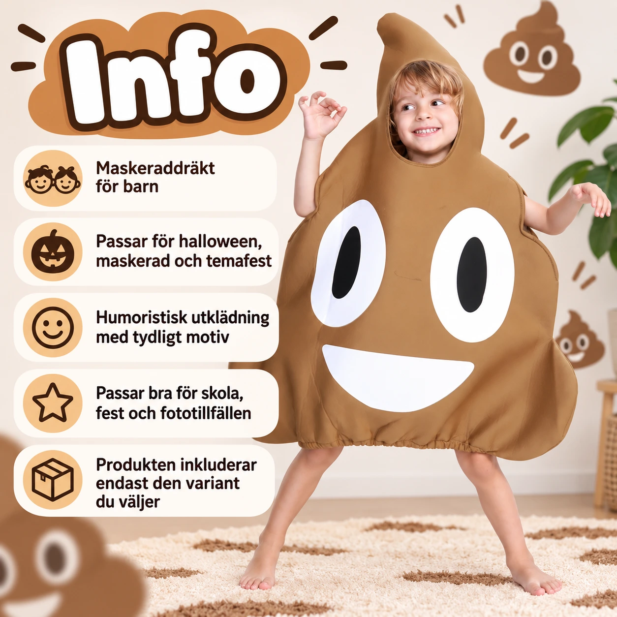 Bajsdräkt för barn till halloween och maskerad
