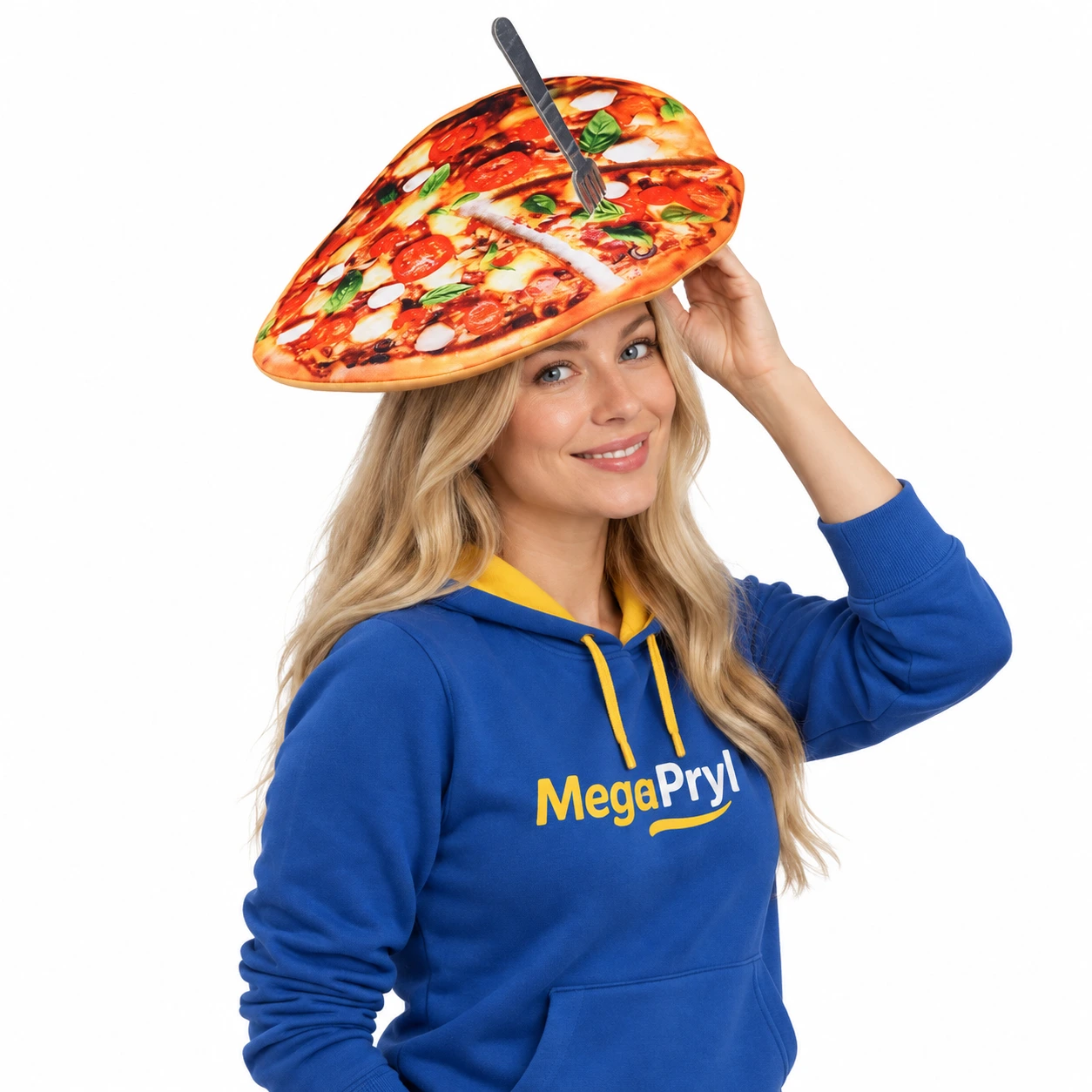 Rolig Pizza Hatt med Gaffel för Vuxna