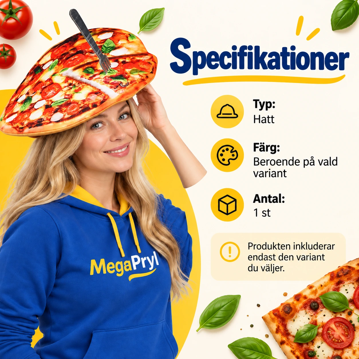 Rolig Pizza Hatt med Gaffel för Vuxna