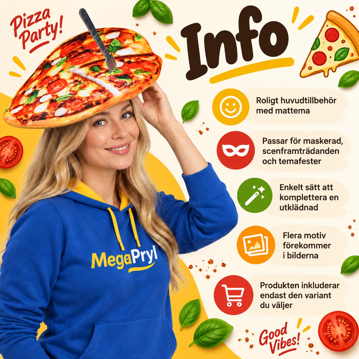 Rolig Pizza Hatt med Gaffel för Vuxna