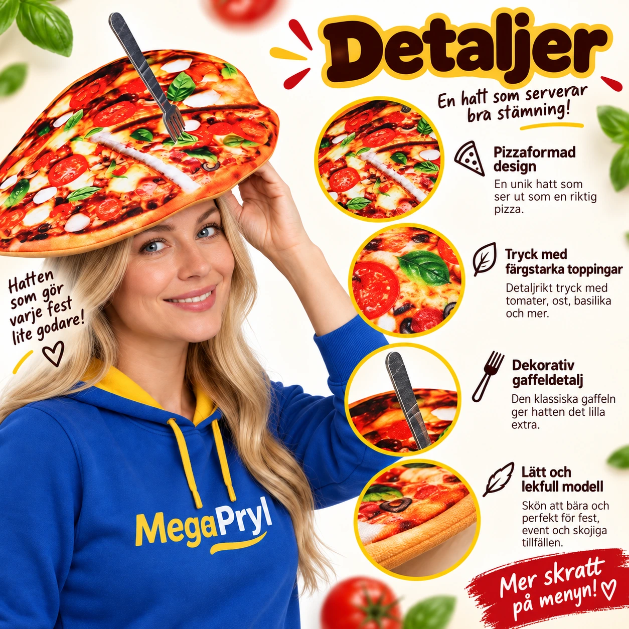 Rolig Pizza Hatt med Gaffel för Vuxna