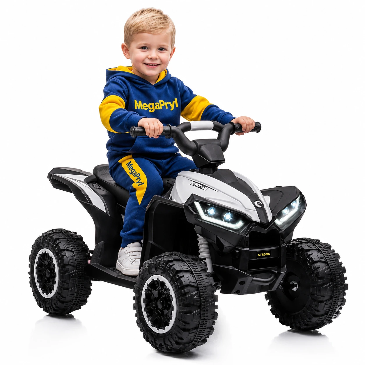 Elfyrhjuling för barn 3–5 år med 12 V och LED-belysning