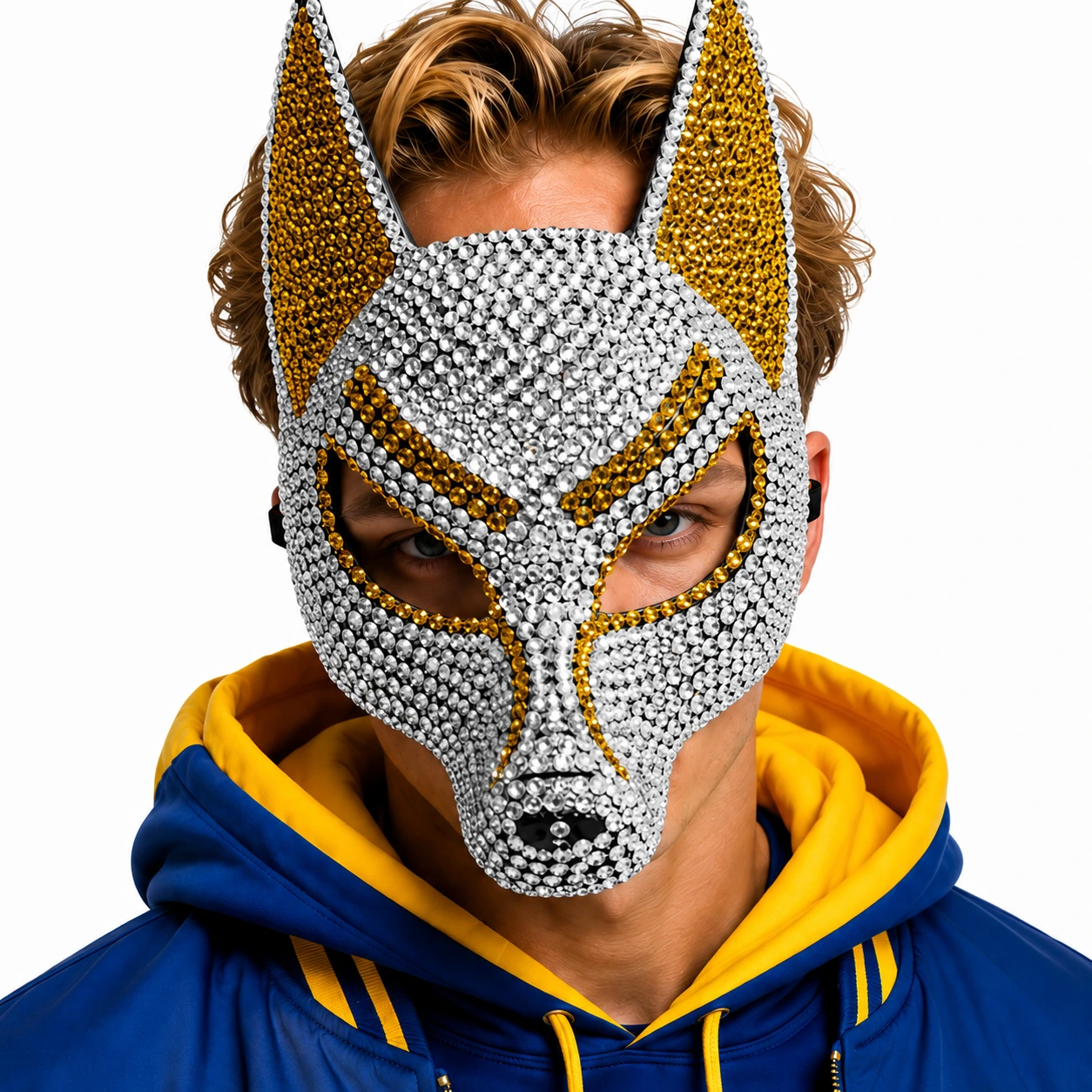 Anubismask med Strass – Glittrig Mask för Maskerad & Fest