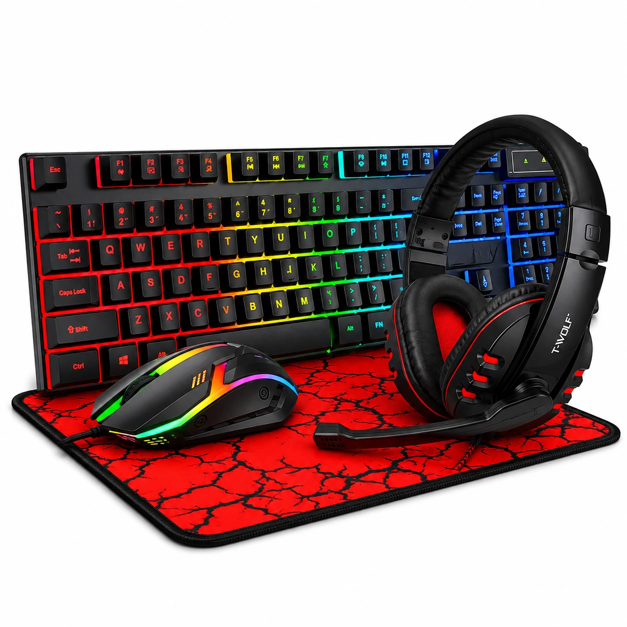 Gaming Set 4-i-1 – Tangentbord, Mus, Headset & Musmatta