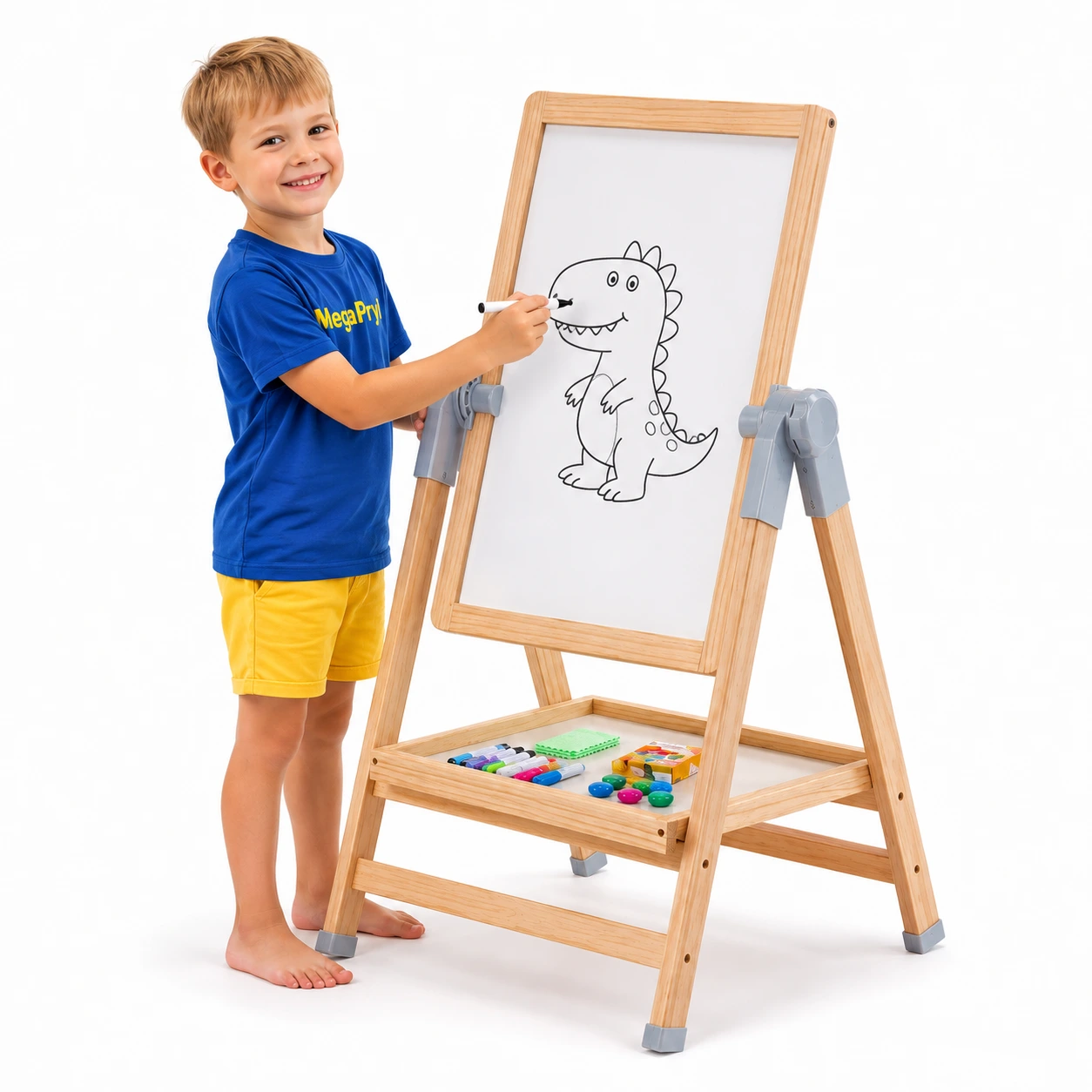 Ritställ för barn med whiteboard och svart tavla