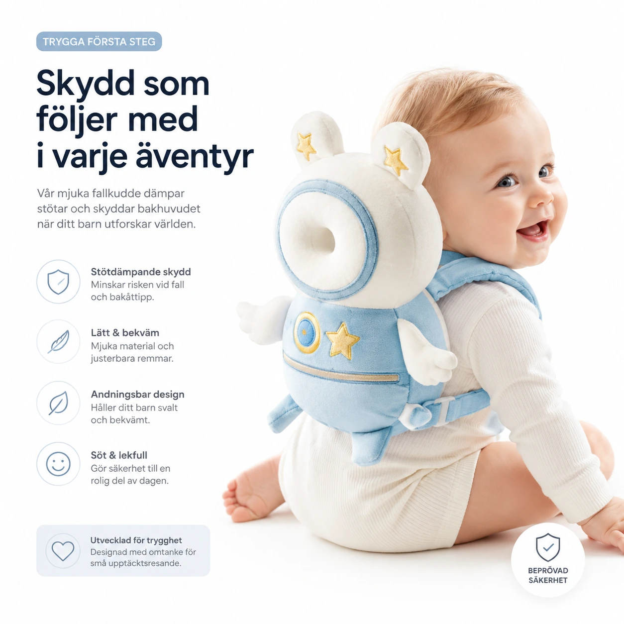 Bebis Fallskyddskudde med Ryggremmar