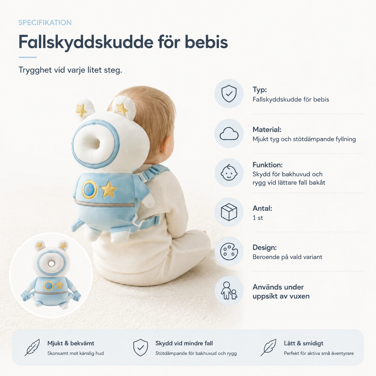 Bebis Fallskyddskudde med Ryggremmar