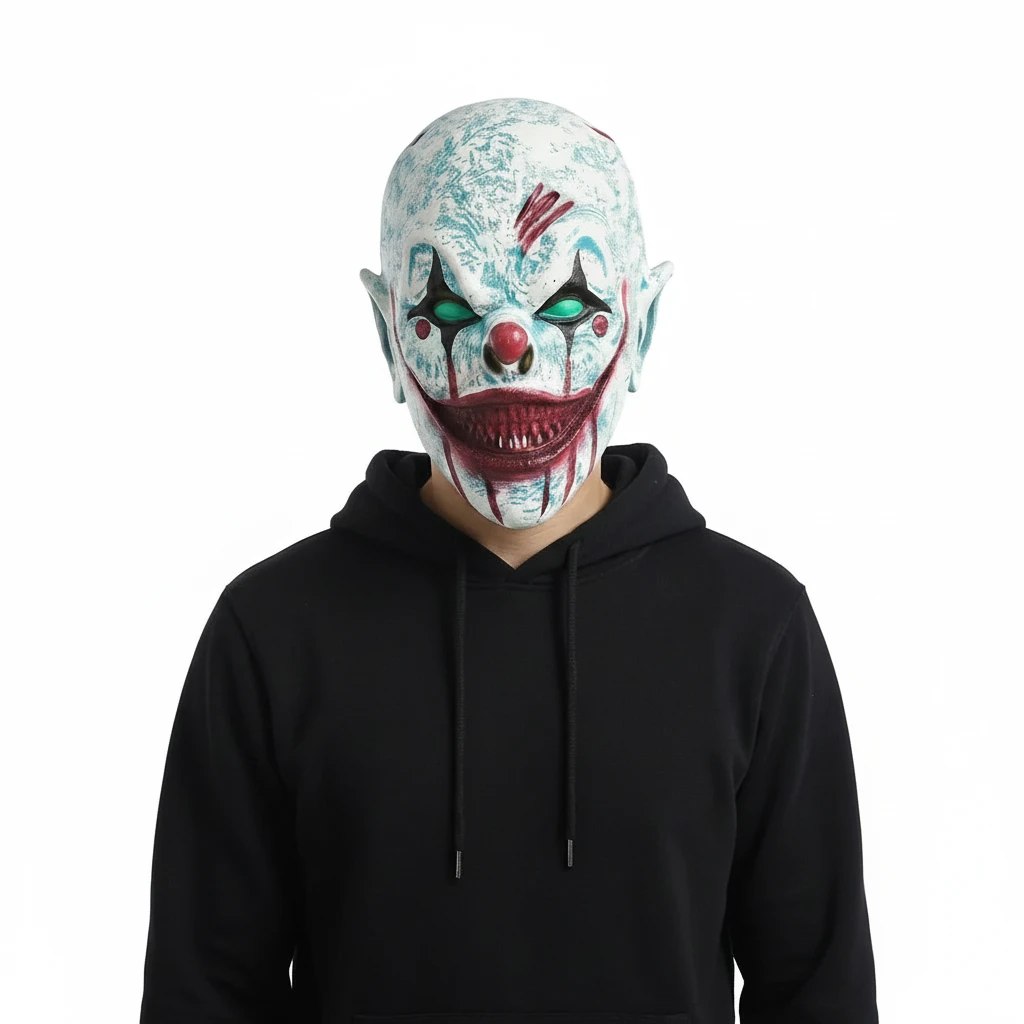 Läskig Clown Mask Vuxen Latex