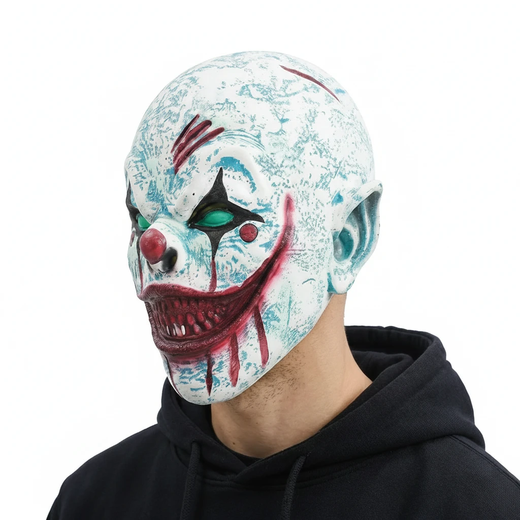 Läskig Clown Mask Vuxen Latex