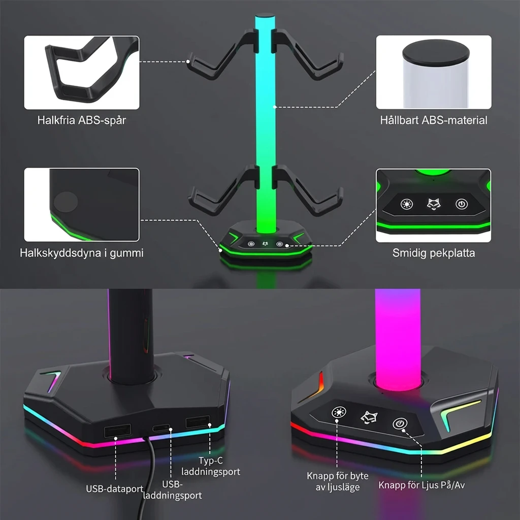 Hörlursställ Handkontrollhållare RGB