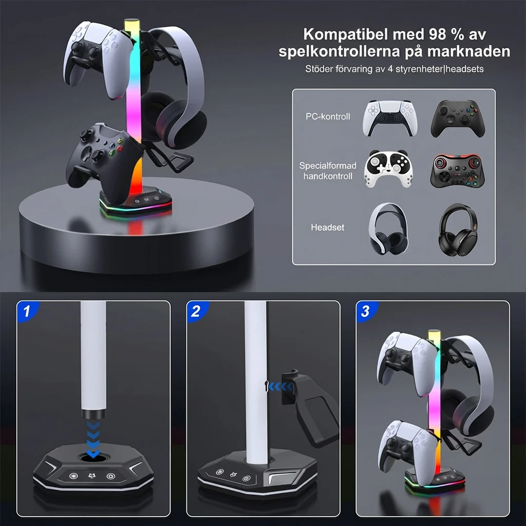 Hörlursställ Handkontrollhållare RGB
