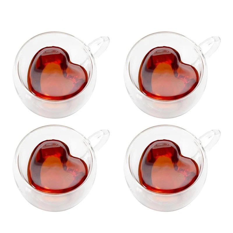 Hjärta Dubbelvägg Glasmugg 4-Pack