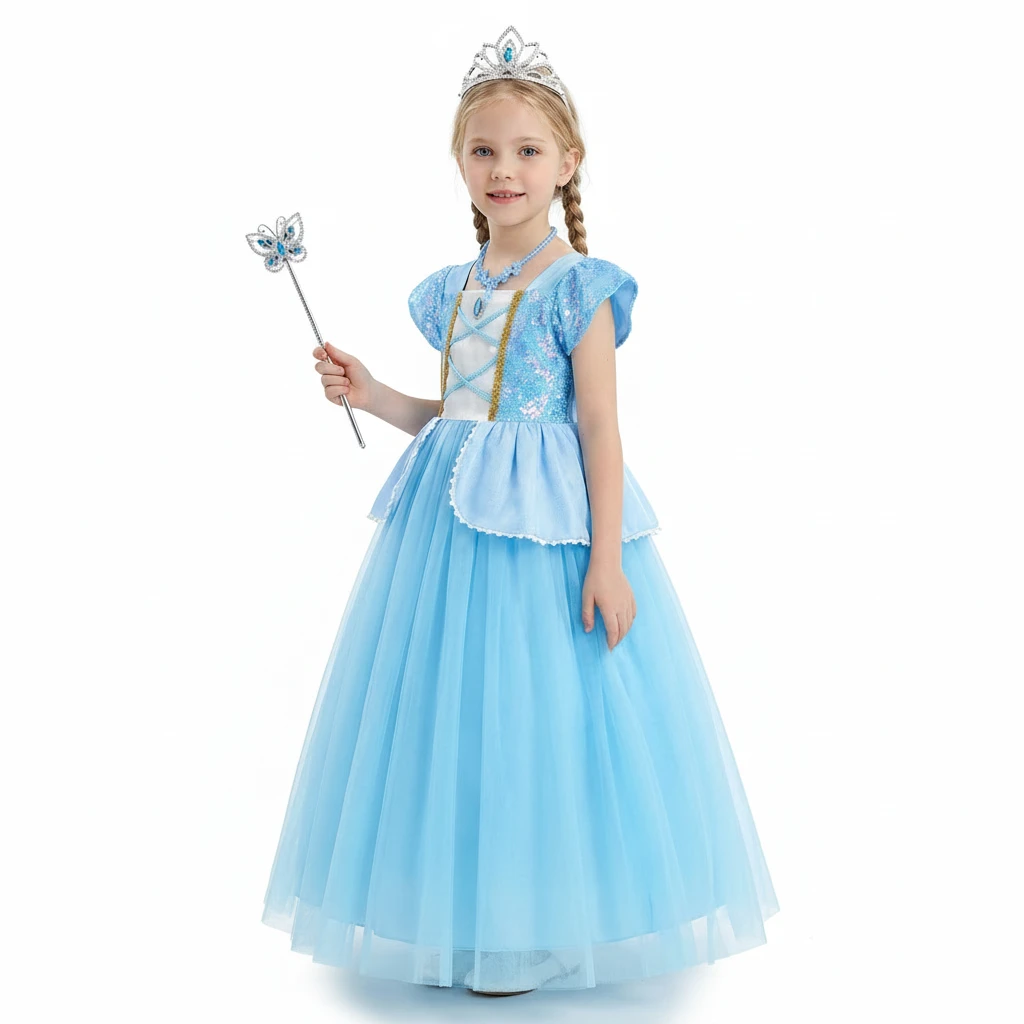 Prinsessa Maskeraddräkt – Blå Barn