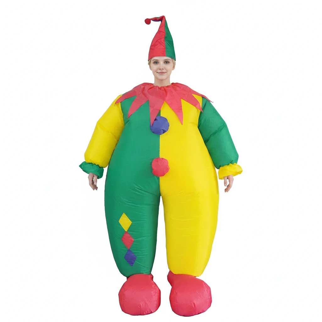 Clown Maskeraddräkt Uppblåsbar – Klassisk Flerfärgad