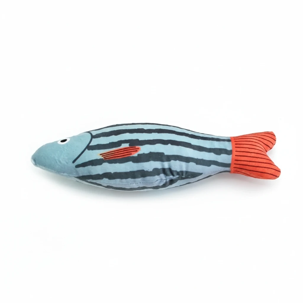Blå Grå Fisk med Orange Stränder