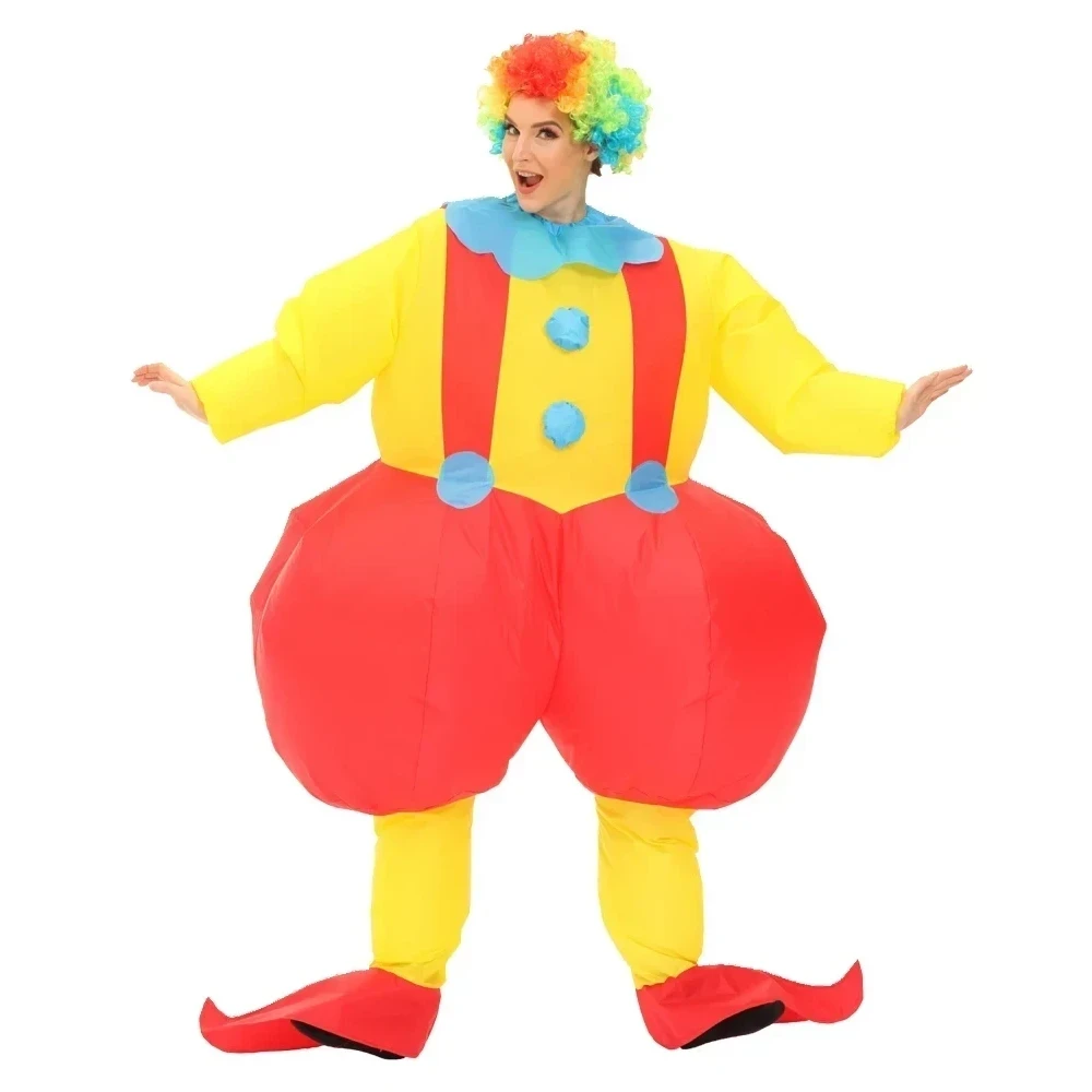 Uppblåsbar Clown Maskeraddräkt – Färgglad & Festlig för Vuxna!