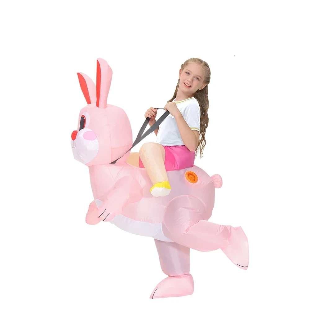 Kanin Maskeraddräkt Barn Uppblåsbar Ride-On – Rosa